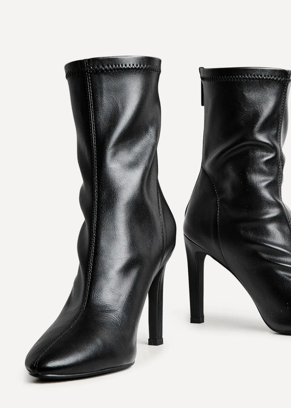 Footwear>Linzi West Black Faux Leather Pointed Stretch Heeled Ankle Boot