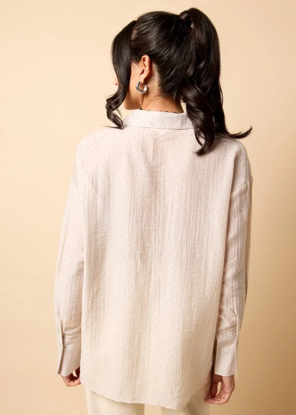Tops>Little Mistress Cream Gem Chiffon Shirt by Vicky Pattison