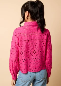 Tops>Little Mistress Broderie Shirt by Vicky Pattison Pink
