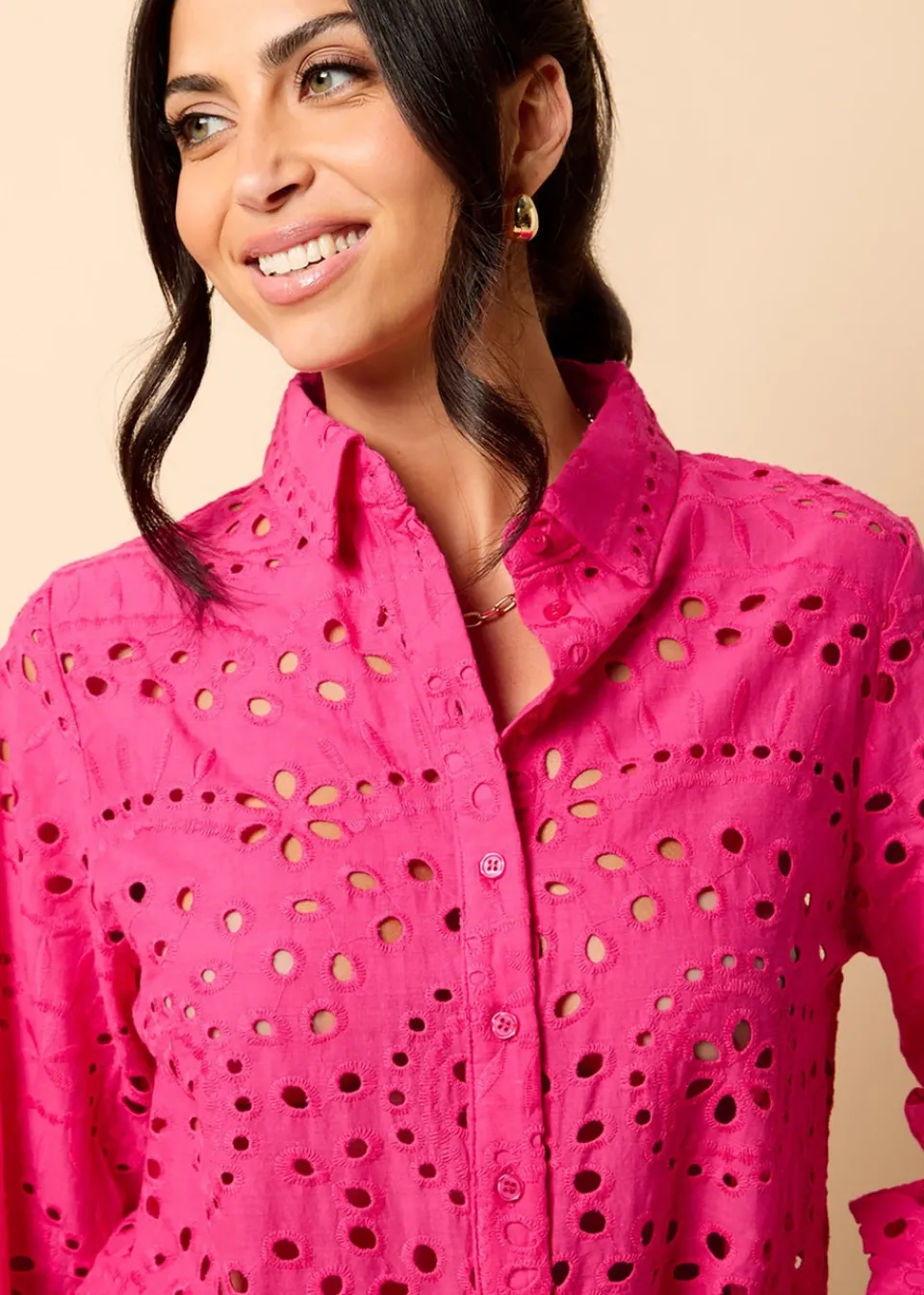 Tops>Little Mistress Broderie Shirt by Vicky Pattison Pink