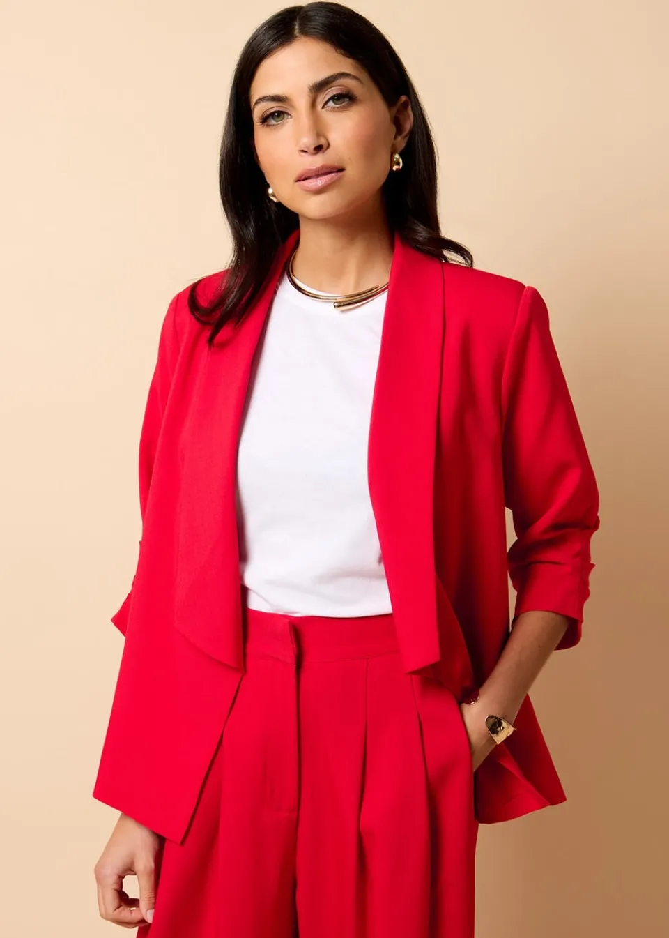 Co-Ord Sets>Little Mistress Red Co-Ord Blazer By Vicky Pattison