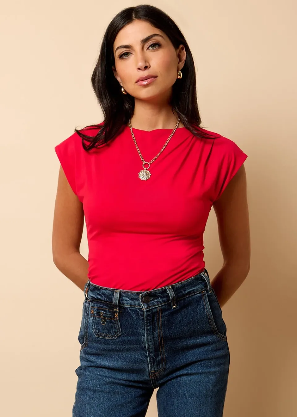 T-Shirts>Little Mistress Ruched Top by Vicky Pattison Red
