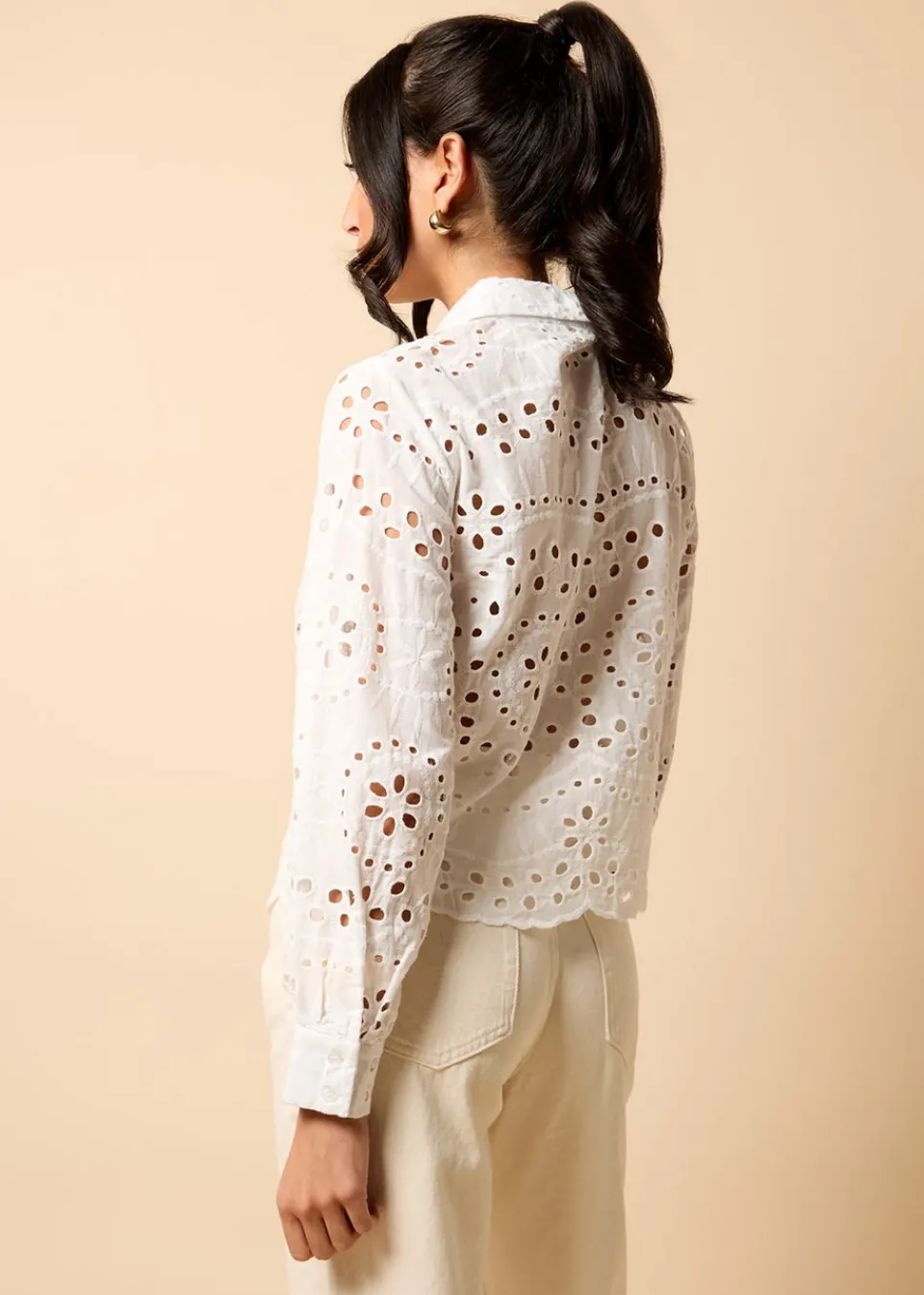 Tops>Little Mistress Broderie Shirt by Vicky Pattison White