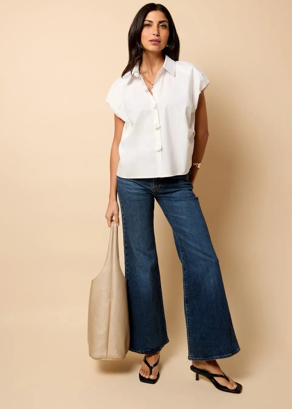 Tops>Little Mistress Poplin Cotton Shirt by Vicky Pattison White