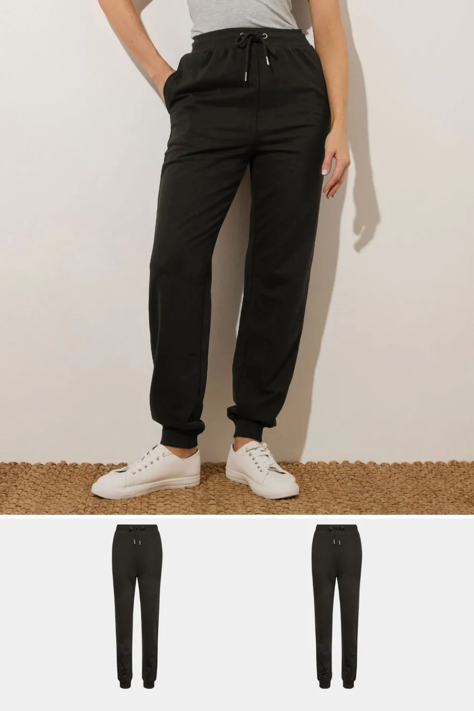 Trousers>Long Tall Sally 2 Pack Black Basic Joggers