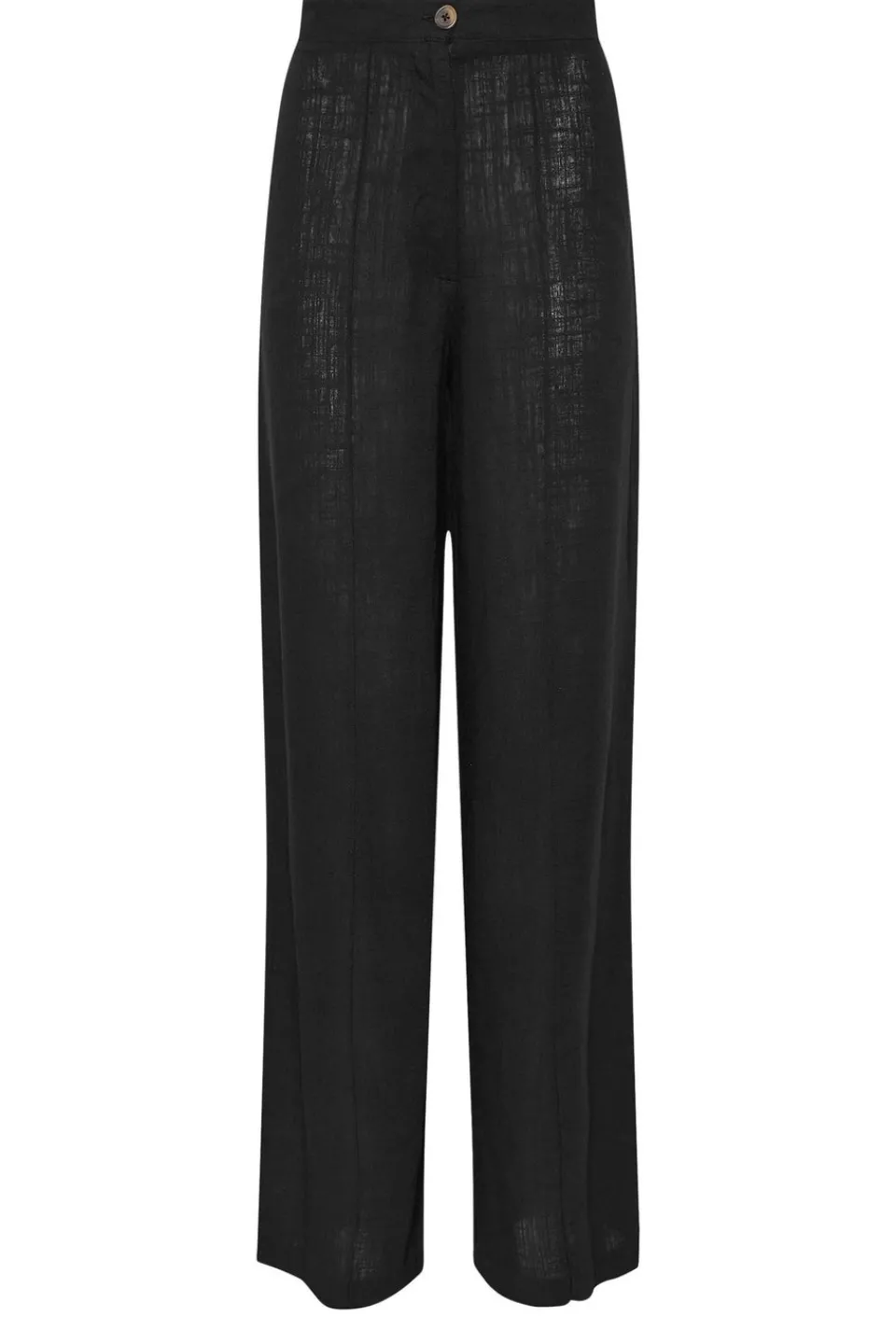 Trousers>Long Tall Sally Black Linen Pleated Wide Leg Trousers