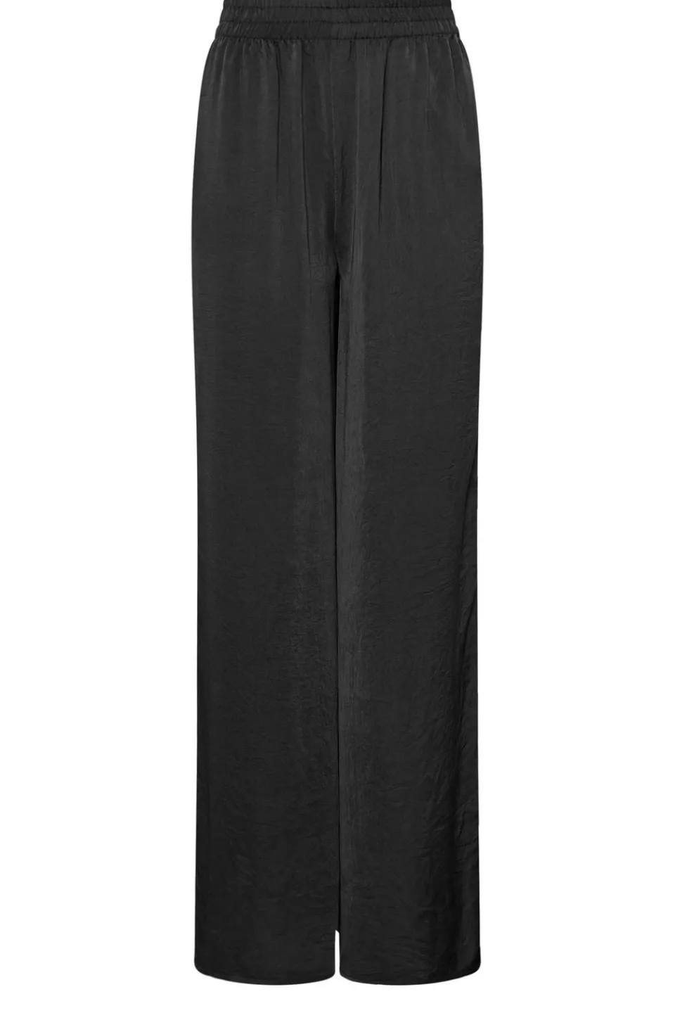 Trousers>Long Tall Sally Black Matt Satin Wide Leg Trousers