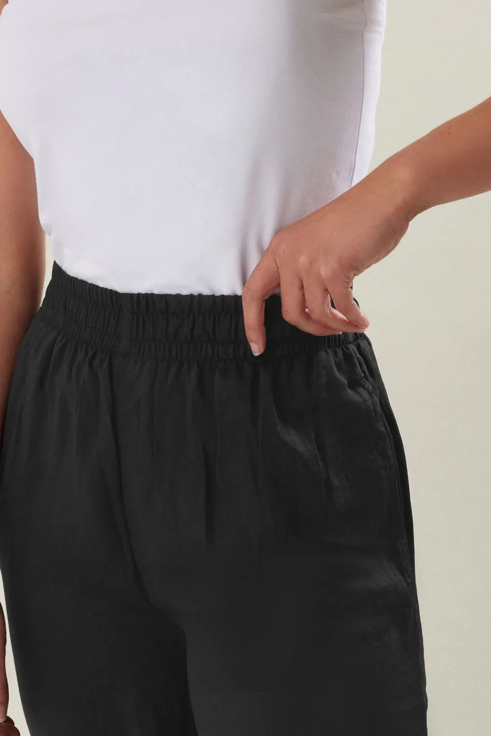 Trousers>Long Tall Sally Black Matt Satin Wide Leg Trousers