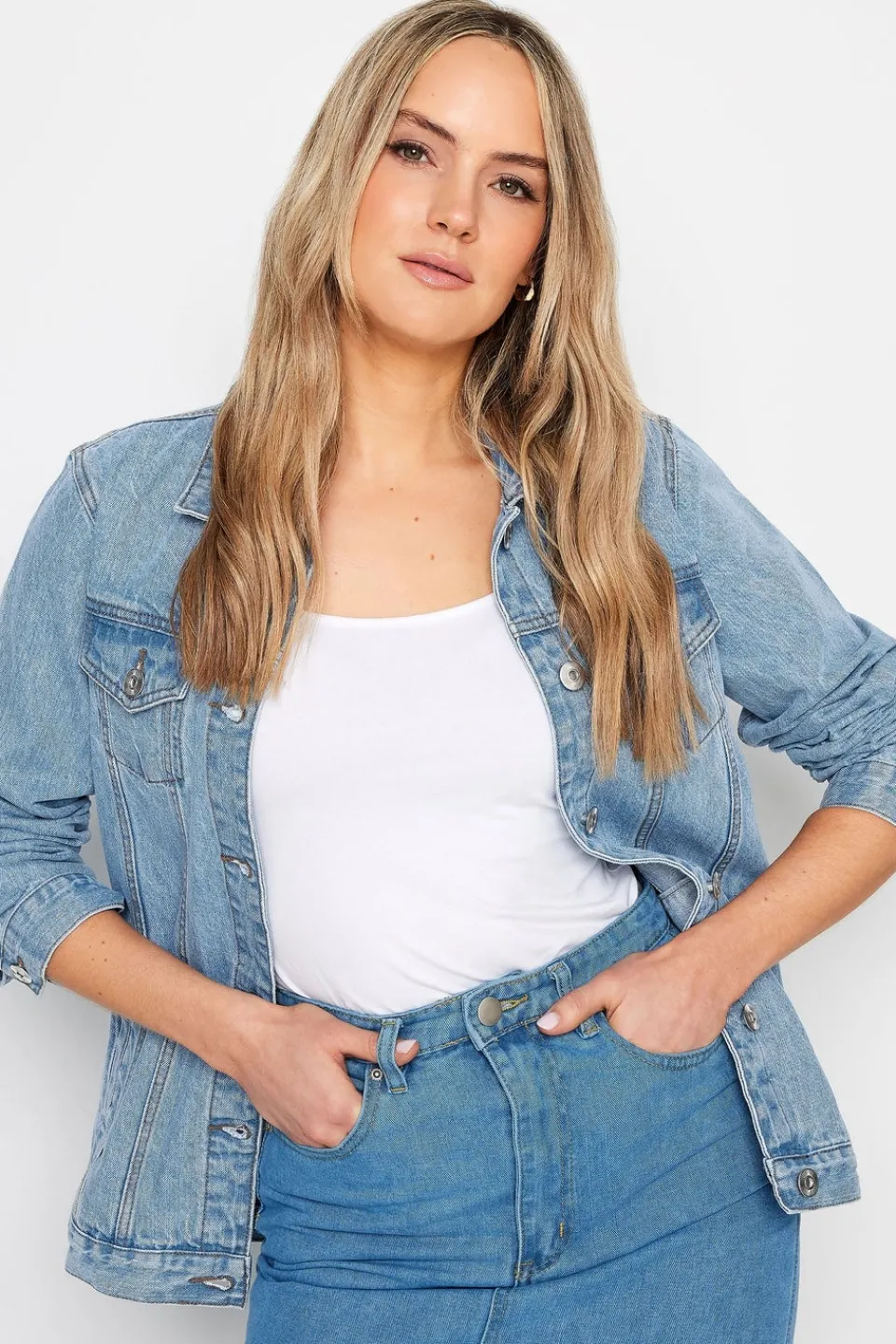 Coats & Jackets>Long Tall Sally Blue Mid Wash Denim Jacket