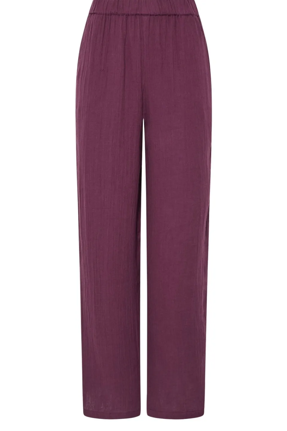 Trousers>Long Tall Sally Dark Red Cotton Cheescloth Wide Leg Trousers