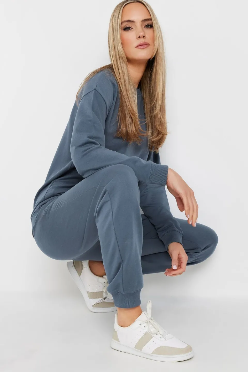 Trousers>Long Tall Sally Denim Blue Cuffed Joggers