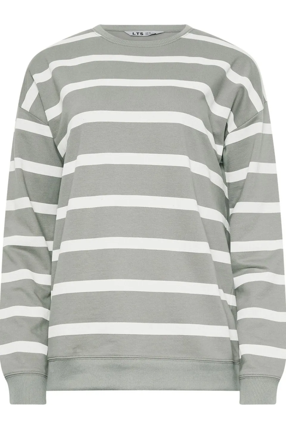 Tops>Long Tall Sally Grey Crew Neck Stripe Sweatshirt