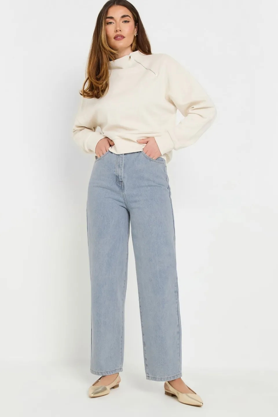 Jeans & Jeggings>Long Tall Sally Light Blue Wash Barrel Leg Jeans