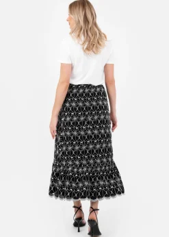 Skirts>Lovedrobe Black Broderie Midaxi Skirt