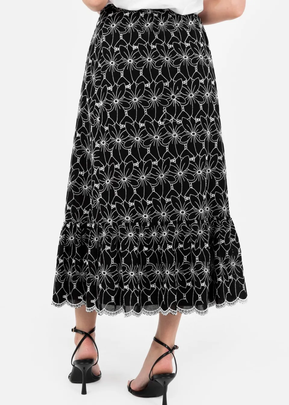 Skirts>Lovedrobe Black Broderie Midaxi Skirt