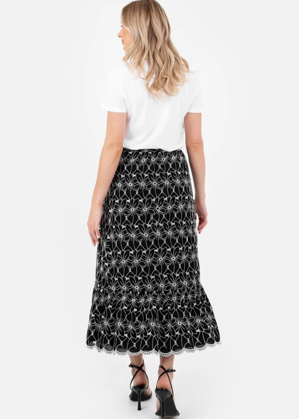 Skirts>Lovedrobe Black Broderie Midaxi Skirt