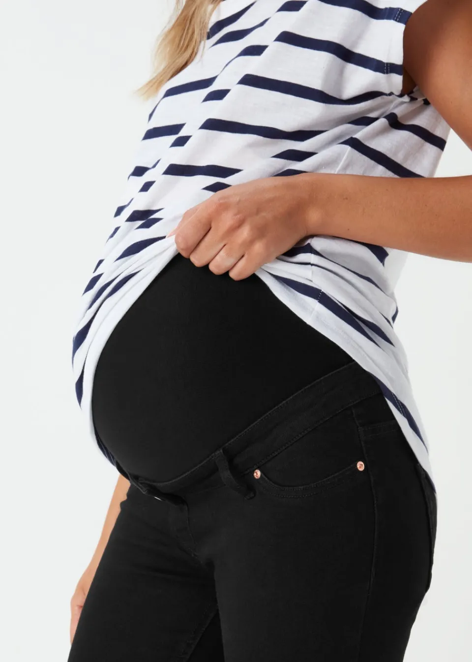 Jeans & Jeggings>Papaya Denim Maternity April Black Over The Bump Skinny Jeans