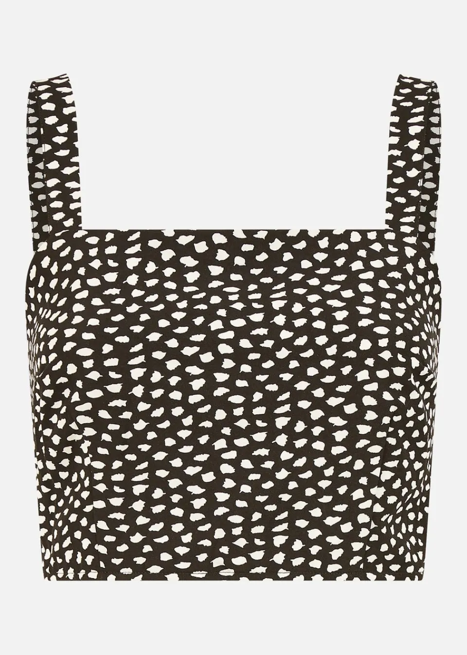 Tops>Mela Black Dalmatian Print Cropped Strappy Top