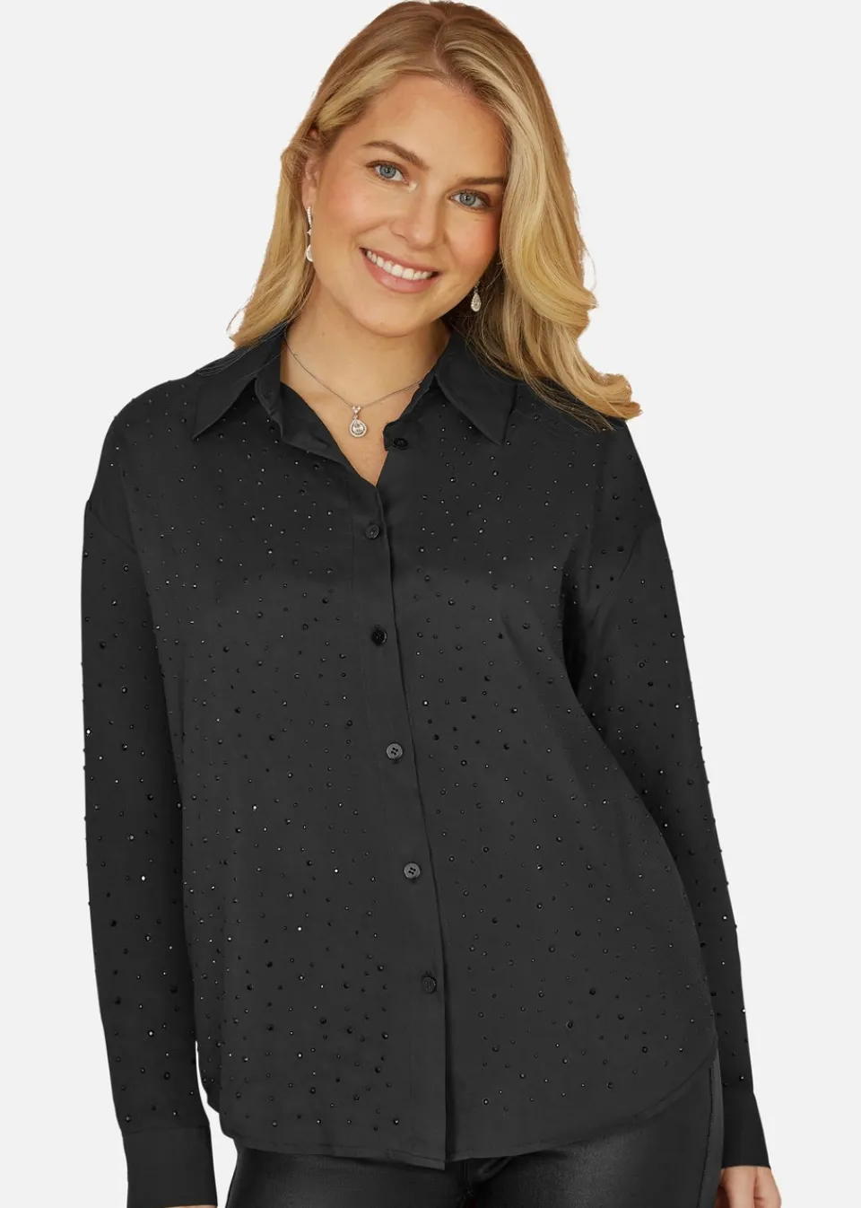 Tops>Mela Black Gem Long Sleeve Shirt
