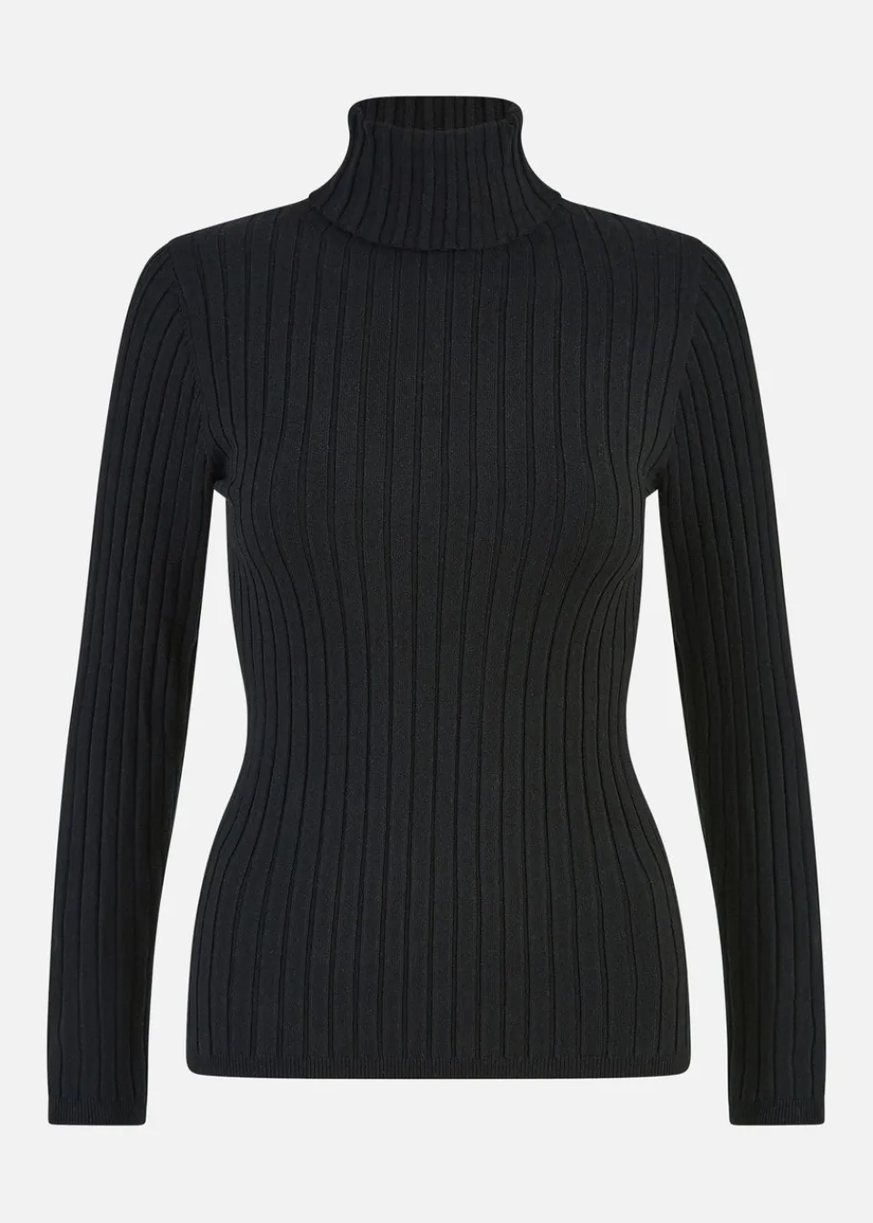 Tops>Mela Ribbed Knit Roll Neck Jumper Black