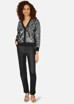 Tops>Mela Black Sequin Knitted Cardigan