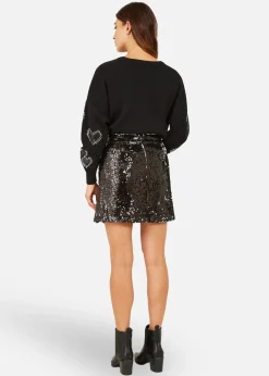 Skirts>Mela Black Sequin Mini Skirt