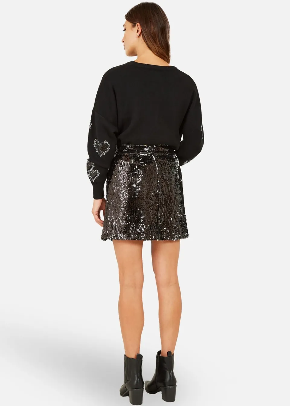 Skirts>Mela Black Sequin Mini Skirt