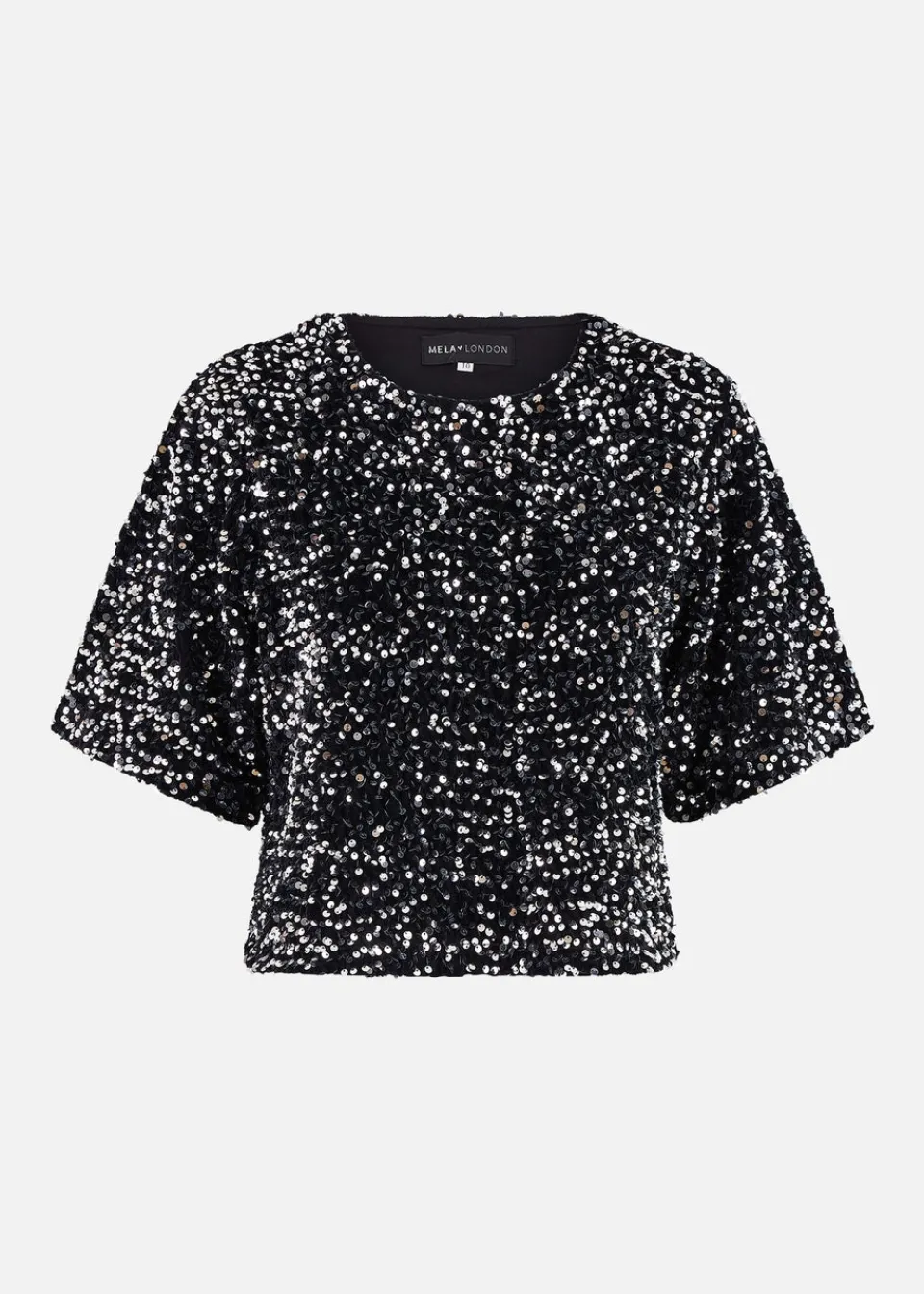 Tops>Mela Black Sequin Relaxed Fit Top
