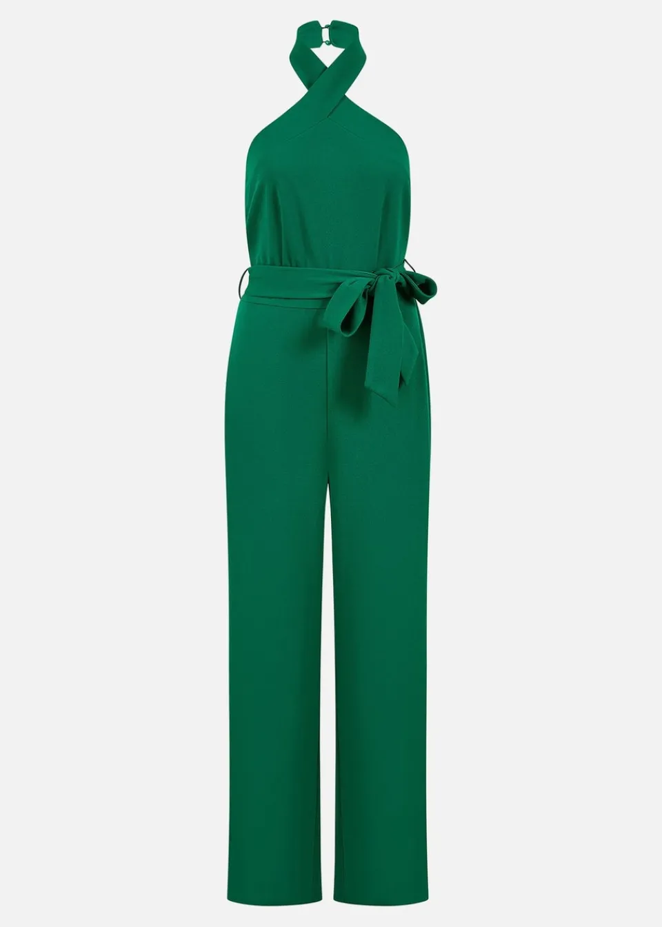 Jumpsuits & Playsuits>Mela Green Cross Over Halter Neck Jumpsuit