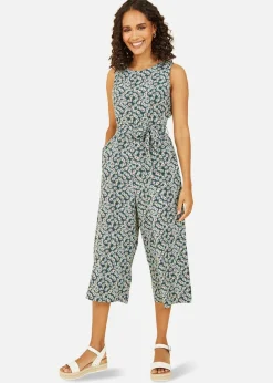 Jumpsuits & Playsuits>Mela Green Daisy Floral Print Culotte Jumpsuit
