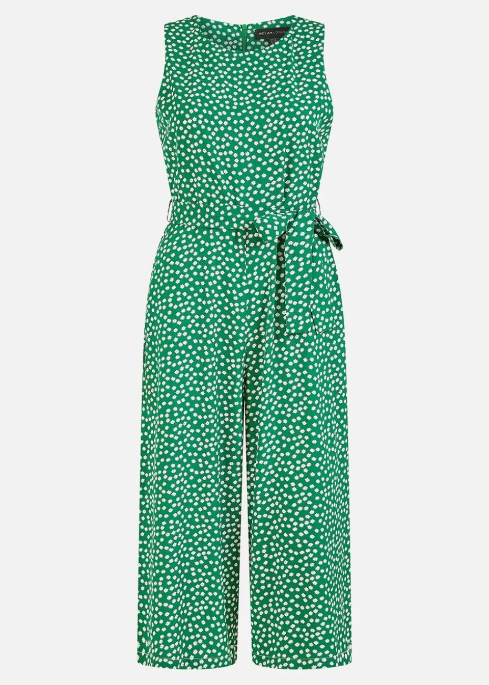 Jumpsuits & Playsuits>Mela Green Ditsy Daisy Sleeveless Culotte Jumpsuit