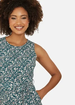 Jumpsuits & Playsuits>Mela Green Ditsy Print Culotte Jumpsuit
