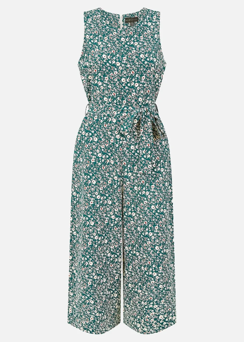 Jumpsuits & Playsuits>Mela Green Ditsy Print Culotte Jumpsuit