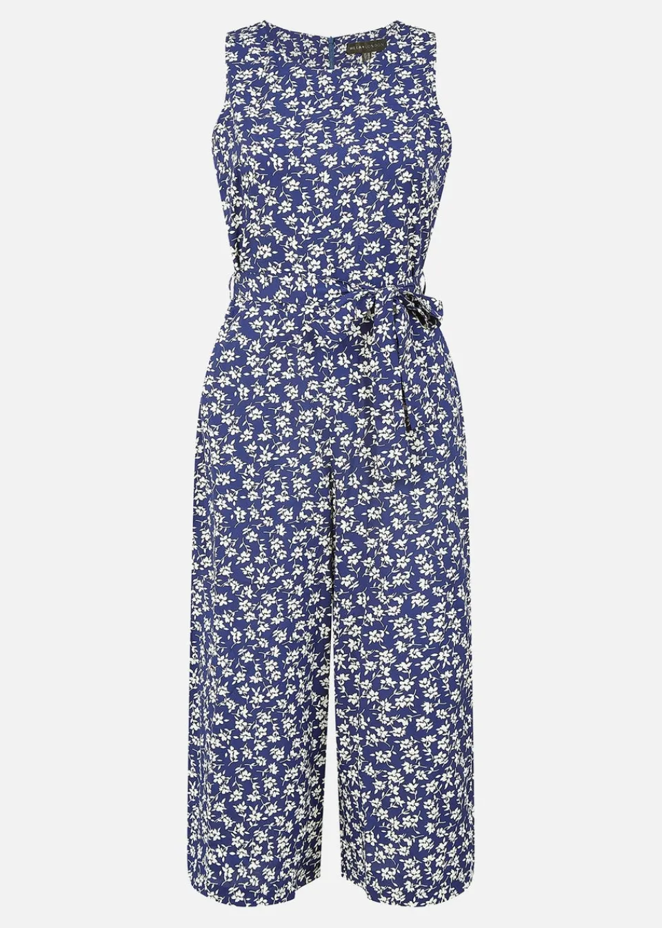 Jumpsuits & Playsuits>Mela Navy Ditsy Print Culotte Jumpsuit