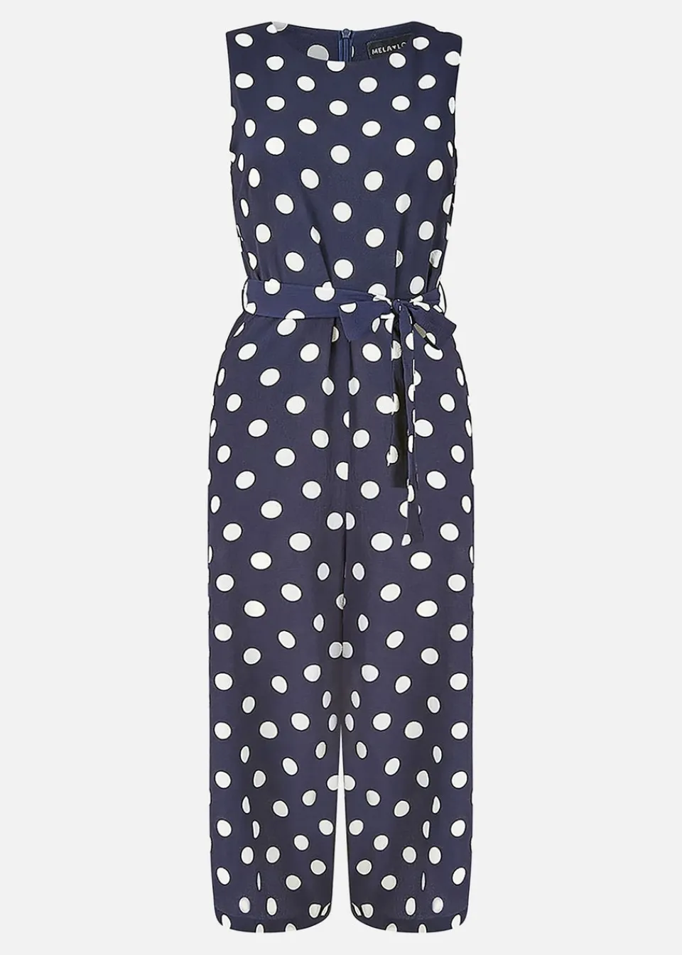 Jumpsuits & Playsuits>Mela Navy Polka Dot Culotte Jumpsuit