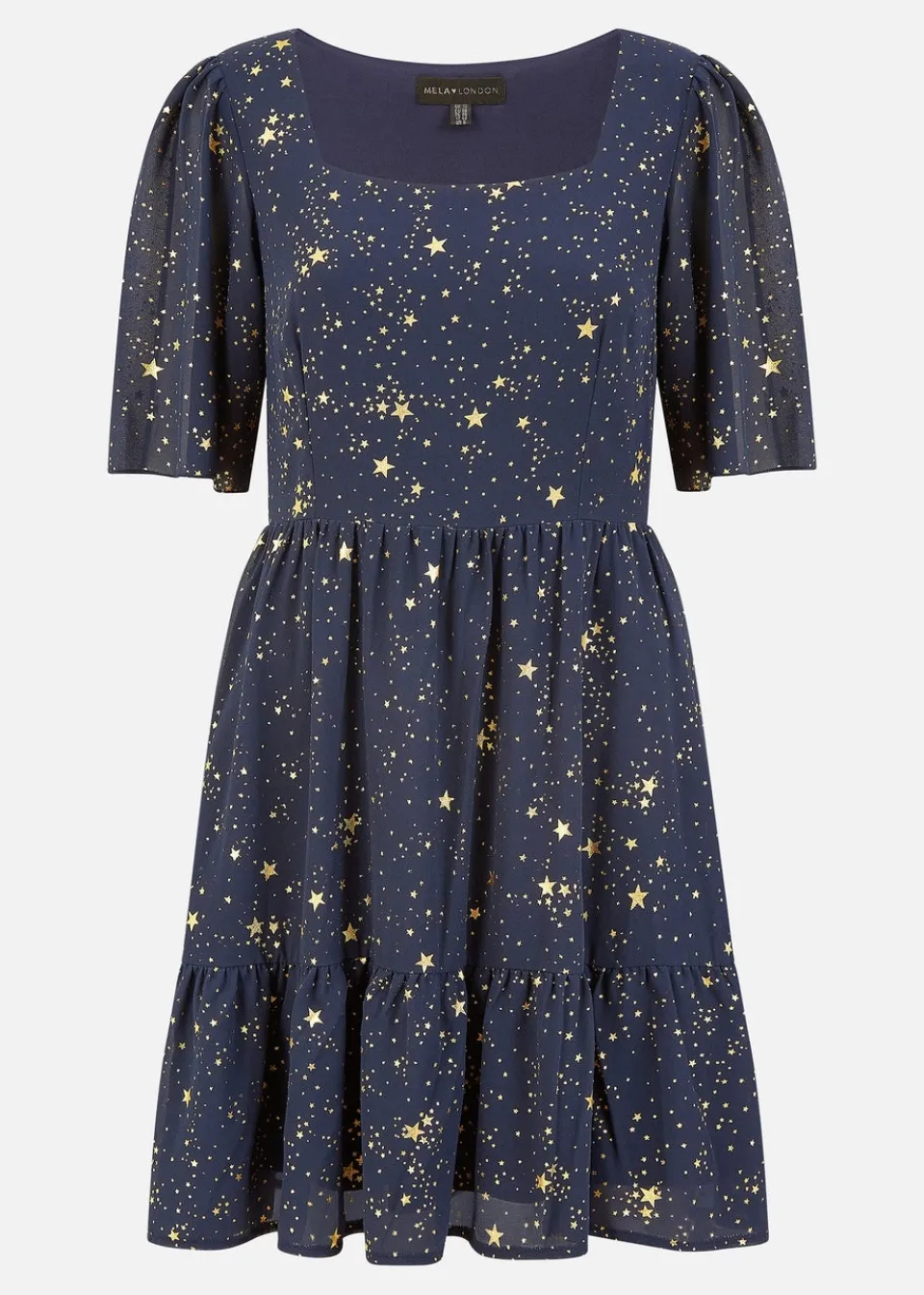 Dresses>Mela Navy Star Print Skater Dress