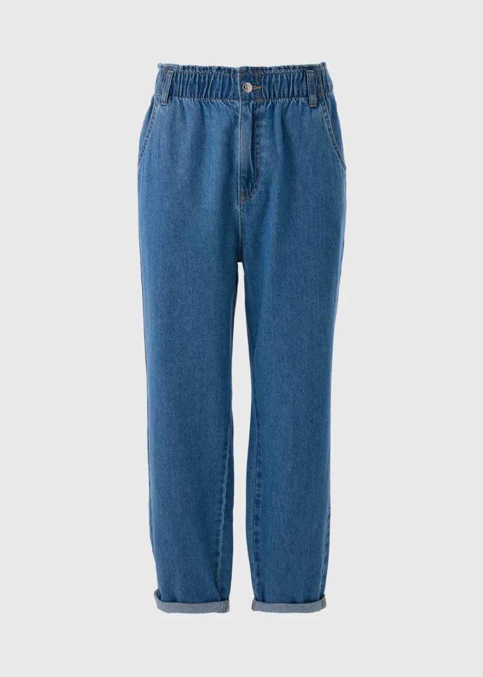 Jeans & Jeggings>Papaya Denim Mid Wash Paperbag Jeans MidWash