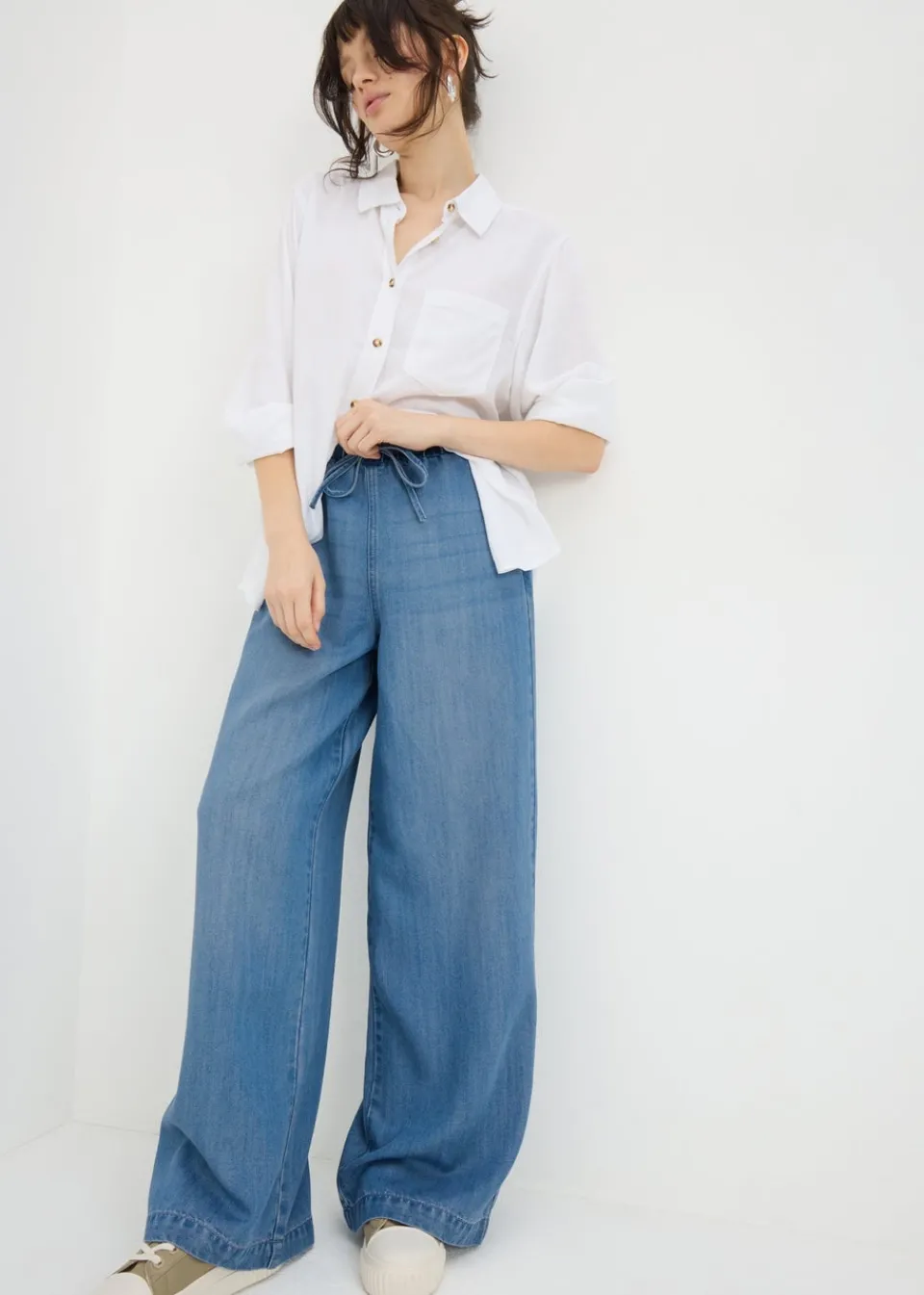 Jeans & Jeggings>Papaya Wide Leg Comfort Jeans MidWash