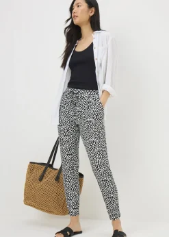 Trousers>Papaya Monochrome Printed Harem Trousers