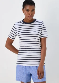 T-Shirts>Papaya Navy & White Modern Stripe T-Shirt