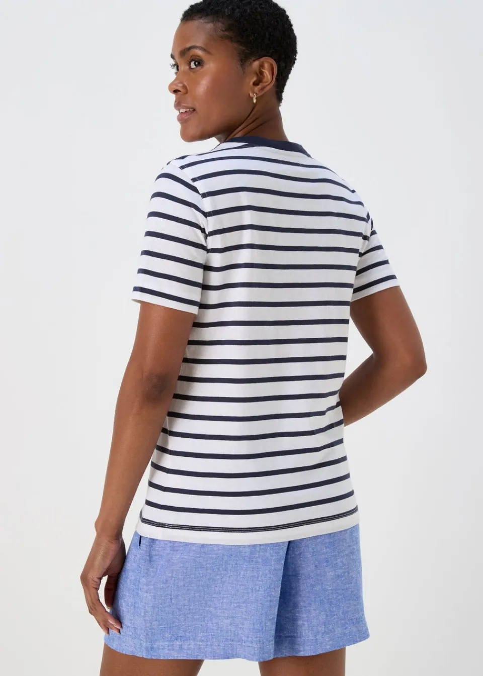 T-Shirts>Papaya Navy & White Modern Stripe T-Shirt