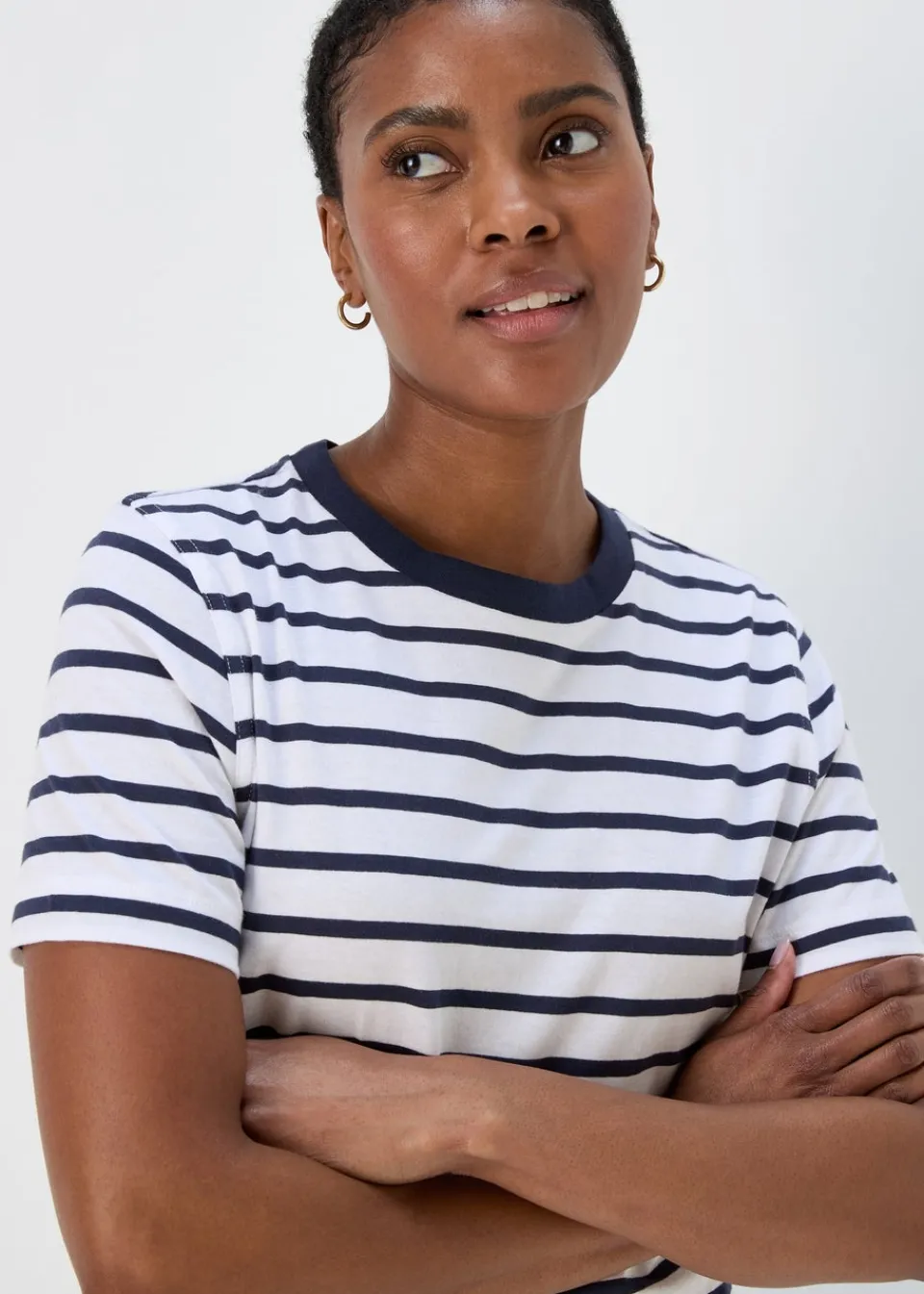 T-Shirts>Papaya Navy & White Modern Stripe T-Shirt
