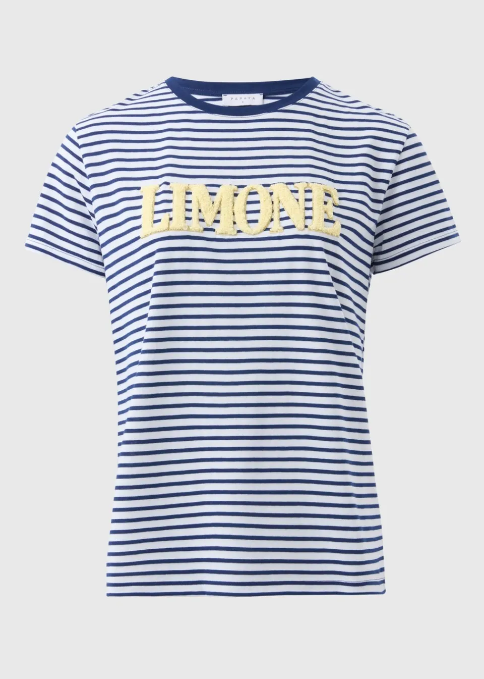 T-Shirts>Papaya Navy Boucle Limone Stripe T-Shirt