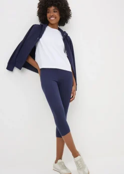 Leggings>Papaya Navy Cropped Leggings