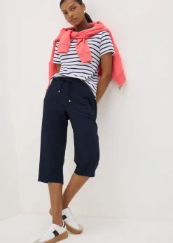 Trousers>Papaya Navy Cropped Trousers