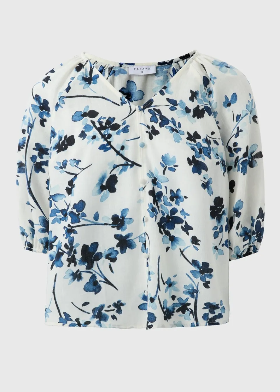 Blouses & Shirts>Papaya Navy Ditsy Floral V-Neck Tea Top