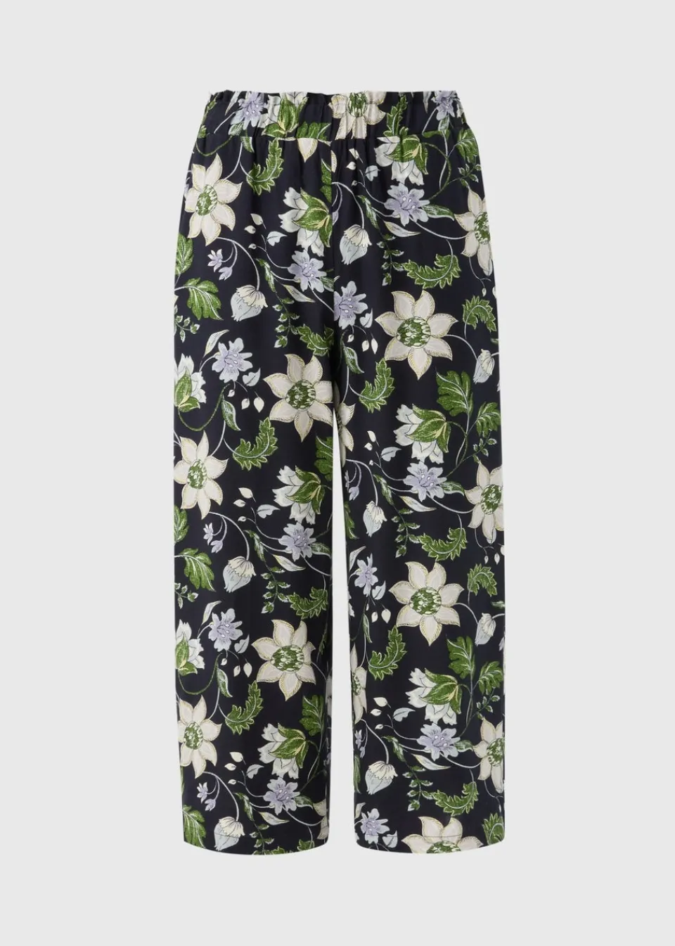 Trousers>Papaya Navy Floral Cropped Trousers