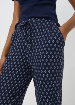 Trousers>Papaya Navy Harem Printed Trousers
