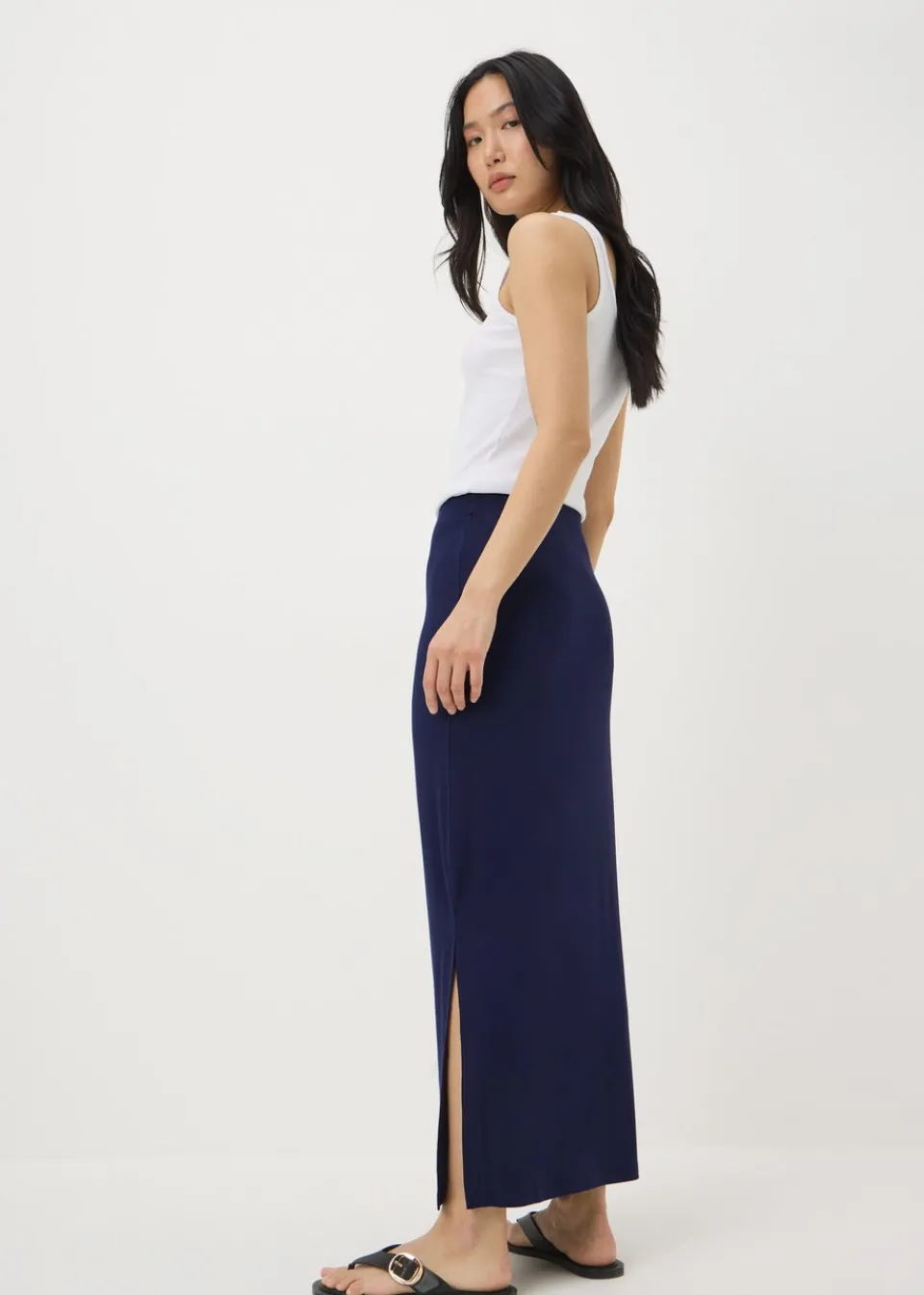 Skirts>Papaya Navy Jersey Maxi Skirt