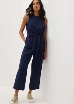 Jumpsuits & Playsuits>Papaya Linen Blend Jumpsuit Navy